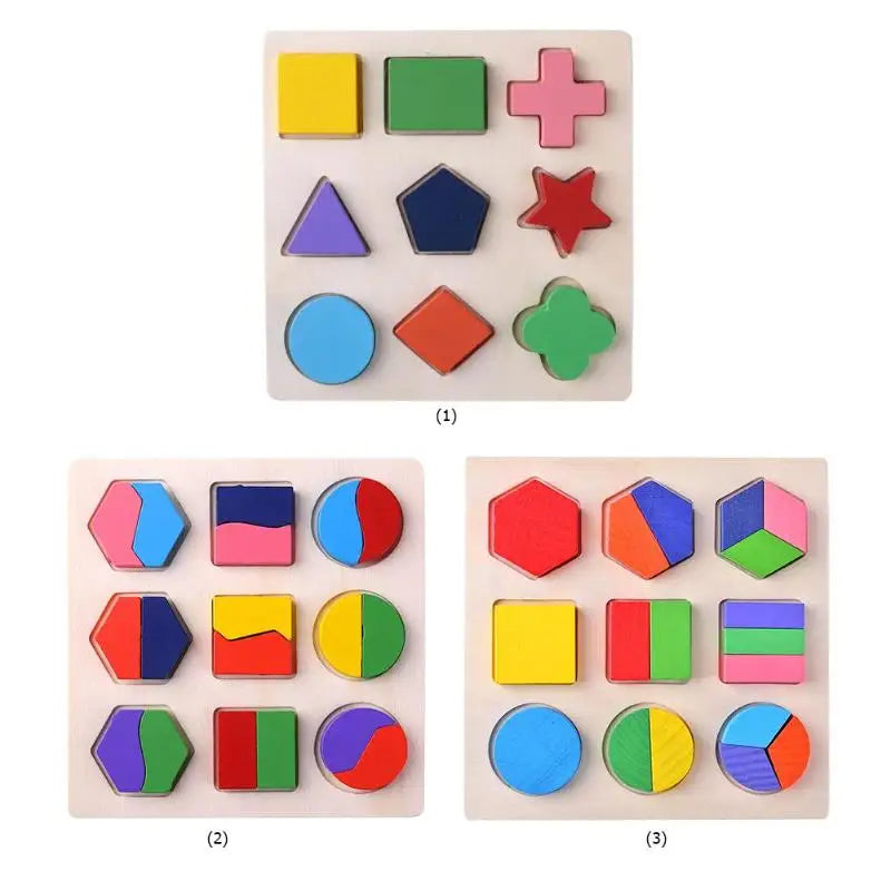 Wooden Geometric Shapes Montessori Puzzle Sorting Math Bricks Preschool Learning Educational Game Baby Toddler Toys for Children Quick Pick Grocers