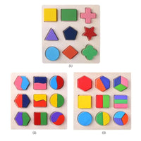 Wooden Geometric Shapes Montessori Puzzle Sorting Math Bricks Preschool Learning Educational Game Baby Toddler Toys for Children Quick Pick Grocers