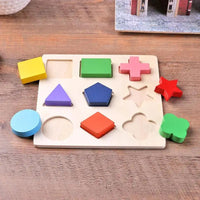 Wooden Geometric Shapes Montessori Puzzle Sorting Math Bricks Preschool Learning Educational Game Baby Toddler Toys for Children Quick Pick Grocers