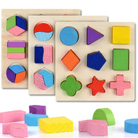 Wooden Geometric Shapes Montessori Puzzle Sorting Math Bricks Preschool Learning Educational Game Baby Toddler Toys for Children Quick Pick Grocers
