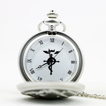 Antique Silver Fullmetal Alchemist Necklace Pendant Quartz Pocket Watch With Chain Gift Quick Pick Grocers