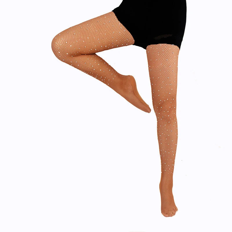 Rhinestones Latin Tights Women Professional Fishnet Tights Ballroom&Latin Dance Hard Yarn Elastic Latin Stockings Pantyhose Quick Pick Grocers