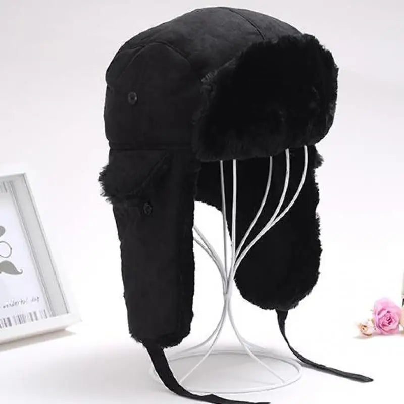 Bomber Hat Female Winter For Men Women Thick Warm Fur Velvet Cold Cap Male Snow Russian Ear Flap Purest Peak