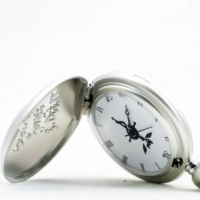 Antique Silver Fullmetal Alchemist Necklace Pendant Quartz Pocket Watch With Chain Gift Quick Pick Grocers