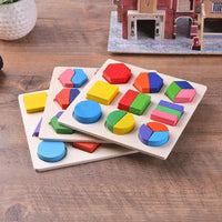 Wooden Geometric Shapes Montessori Puzzle Sorting Math Bricks Preschool Learning Educational Game Baby Toddler Toys for Children Quick Pick Grocers