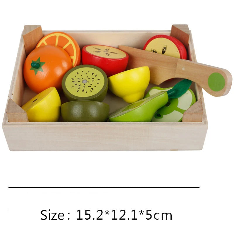 Simulation Kitchen Pretend Toy Wooden Classic Game Montessori Educational Toy For Children Kids Gift Cutting Fruit Vegetable Set Econic Blanks