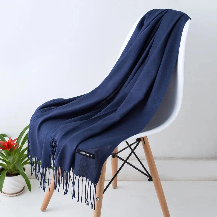 2022 fashion Tassels women scarf shawls and Wraps lady Designer solid female hijab stoles long pashmina foulard head scarves Econic Blanks