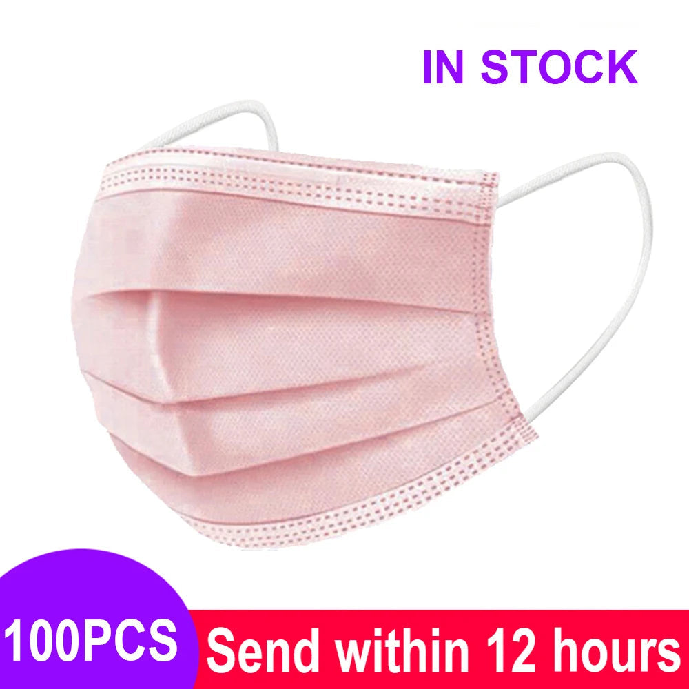 Mouth Masks 3-layer Anti-Dust Disposable Mascarillas  Non Woven Meltblown Cloth Masks Elastic Ear Loop Face Mask Purest Peak
