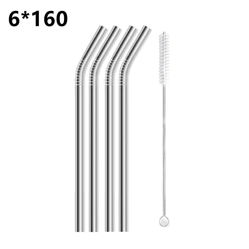 4pcs 130/160*6mm Kids Metal Straws 304 Stainless Steel Straws Short Cocktail Glasses Straws Reusable Drinking Straws for Kids Quick Pick Grocers