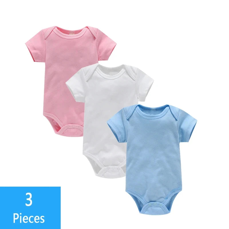 3PCS/Lot Baby Clothes Boy/Girl Baby Bodysuit Summer Clothes Solid Color Romper Soft Cotton Jumpsuit For Newborns Clothing 2021 Econic Blanks