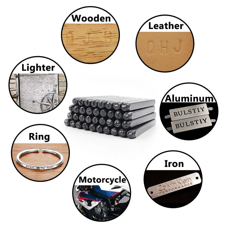 Letter&Number Stamp Punch Set Hardened Steel Metal Wood Leather Steel Punch Alphabet Letter Number Tool Leather craft Stamp Econic Blanks