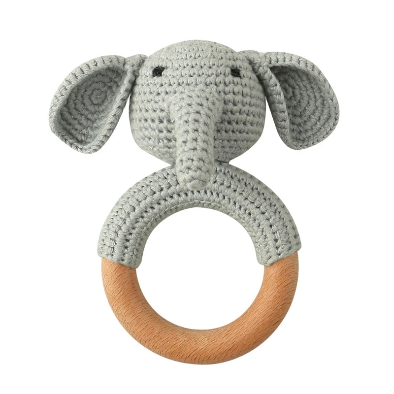 BPA Free Baby Wooden Teether Crochet Cartoon Baby Rattle Toys Wooden Ring Rodent Toys Mobile Gym Kids Newborn Educational Toys Purest Peak