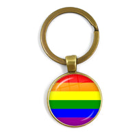 LGBT Glass Cabochon Keychain Gay Lesbian Pride Rainbow Car Key Holder Keyring Charm Jewelry for Homosexuality Gift Quick Pick Grocers