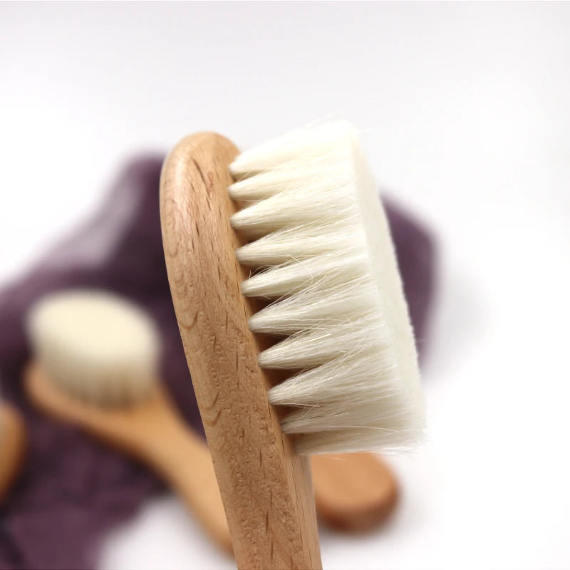 Hot Sales Safety Good Quality   Natural Wool beech Wooden Comb  Kids  Baby Hair Brush Purest Peak