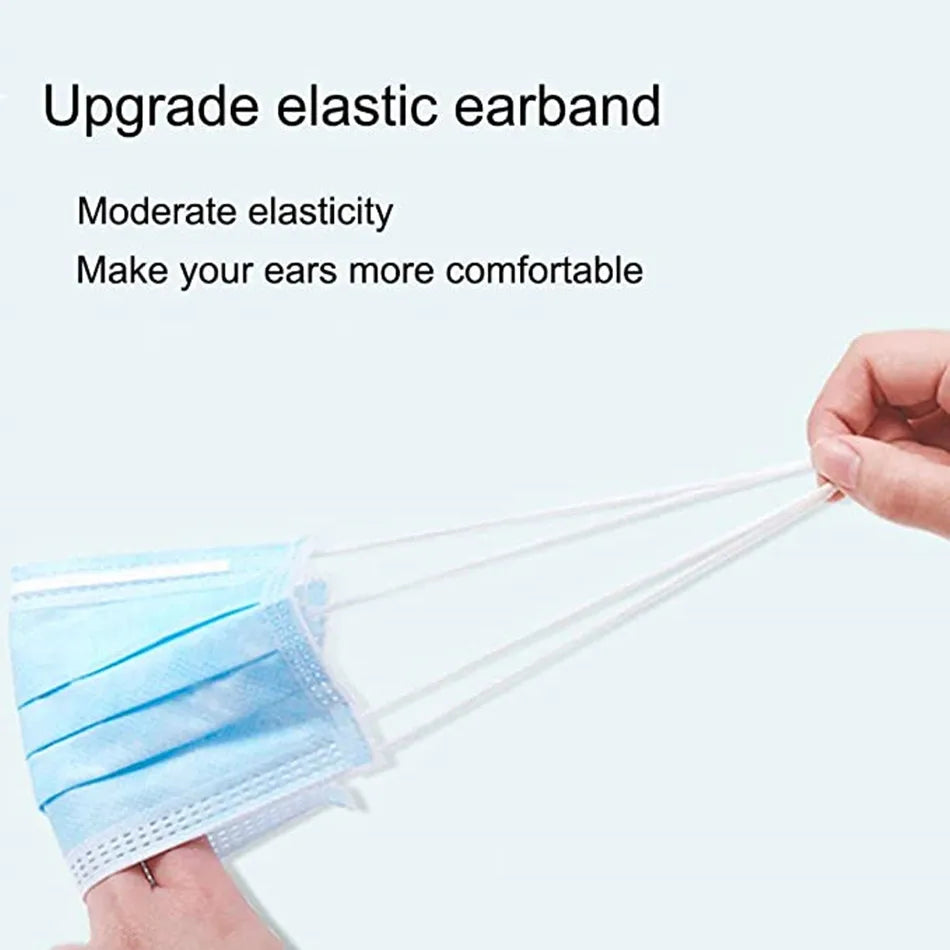 Mouth Masks 3-layer Anti-Dust Disposable Mascarillas  Non Woven Meltblown Cloth Masks Elastic Ear Loop Face Mask Purest Peak