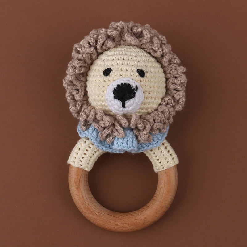 BPA Free Baby Wooden Teether Crochet Cartoon Baby Rattle Toys Wooden Ring Rodent Toys Mobile Gym Kids Newborn Educational Toys Purest Peak