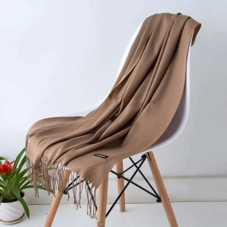 2022 fashion Tassels women scarf shawls and Wraps lady Designer solid female hijab stoles long pashmina foulard head scarves Econic Blanks