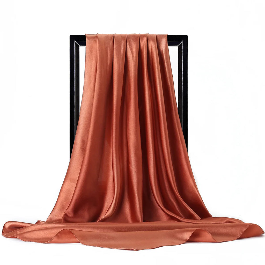 Luxury Brand Silk Scarf Women Satin Solid color Hijab Scarves Muslim Pareo Bandana Female Shawl Wrap Headband Foulard 90*90cm Quick Pick Grocers