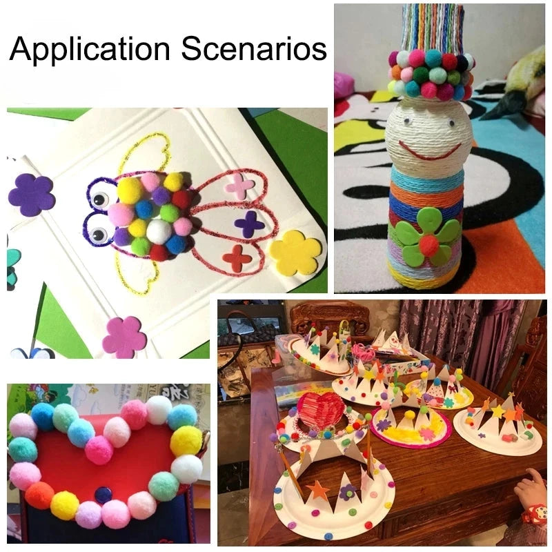 Pompoms 8/10/15/20/25/30mm Soft Pompons Colorful Fluffy Plush Craft DIY Pom Pom Fur Ball Pon Pon Home Decoration Kids Toys 10g Econic Blanks
