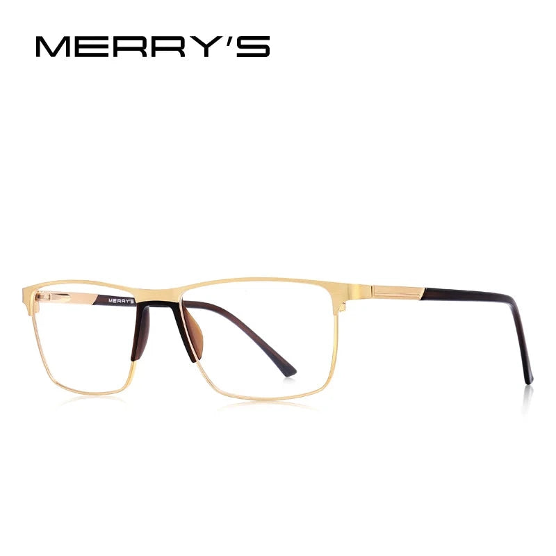 MERRYS DESIGN Men Titanium Alloy Glasses Frame Fashion Male Square Ultralight Eye Myopia Prescription Eyeglasses S2001 Econic Blanks