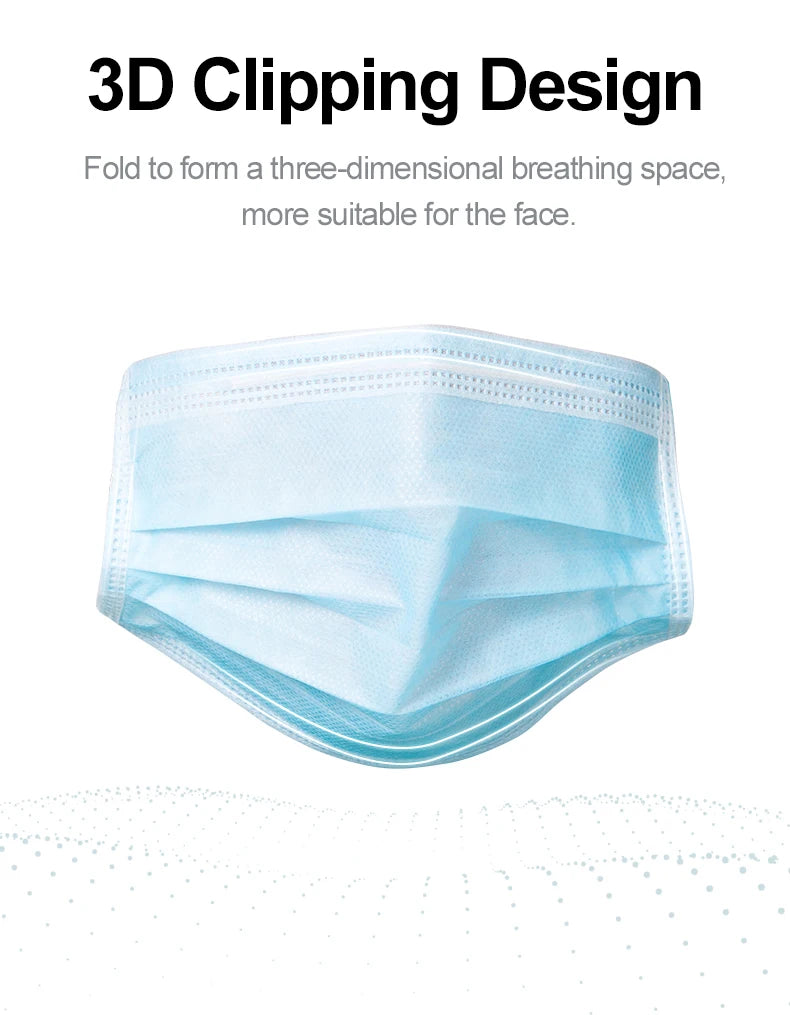 Mouth Masks 3-layer Anti-Dust Disposable Mascarillas  Non Woven Meltblown Cloth Masks Elastic Ear Loop Face Mask Purest Peak