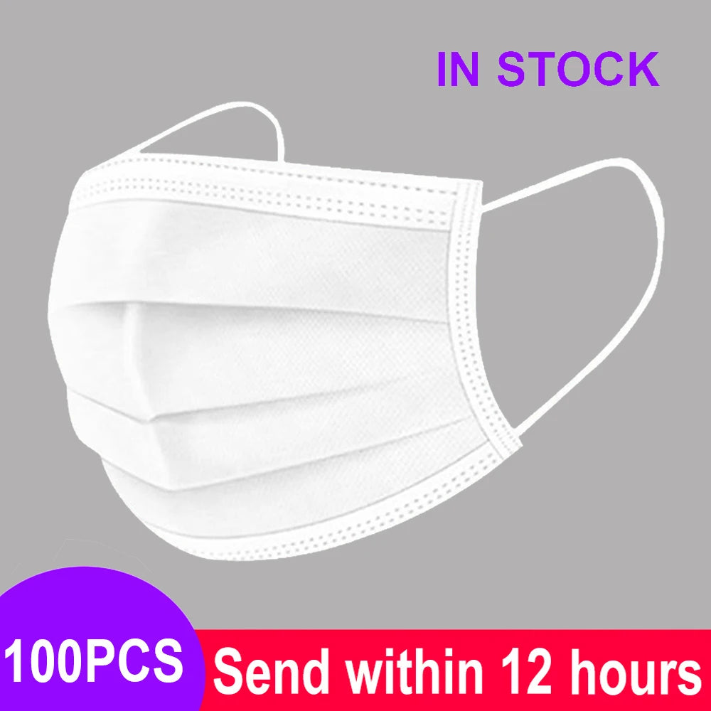Mouth Masks 3-layer Anti-Dust Disposable Mascarillas  Non Woven Meltblown Cloth Masks Elastic Ear Loop Face Mask Purest Peak