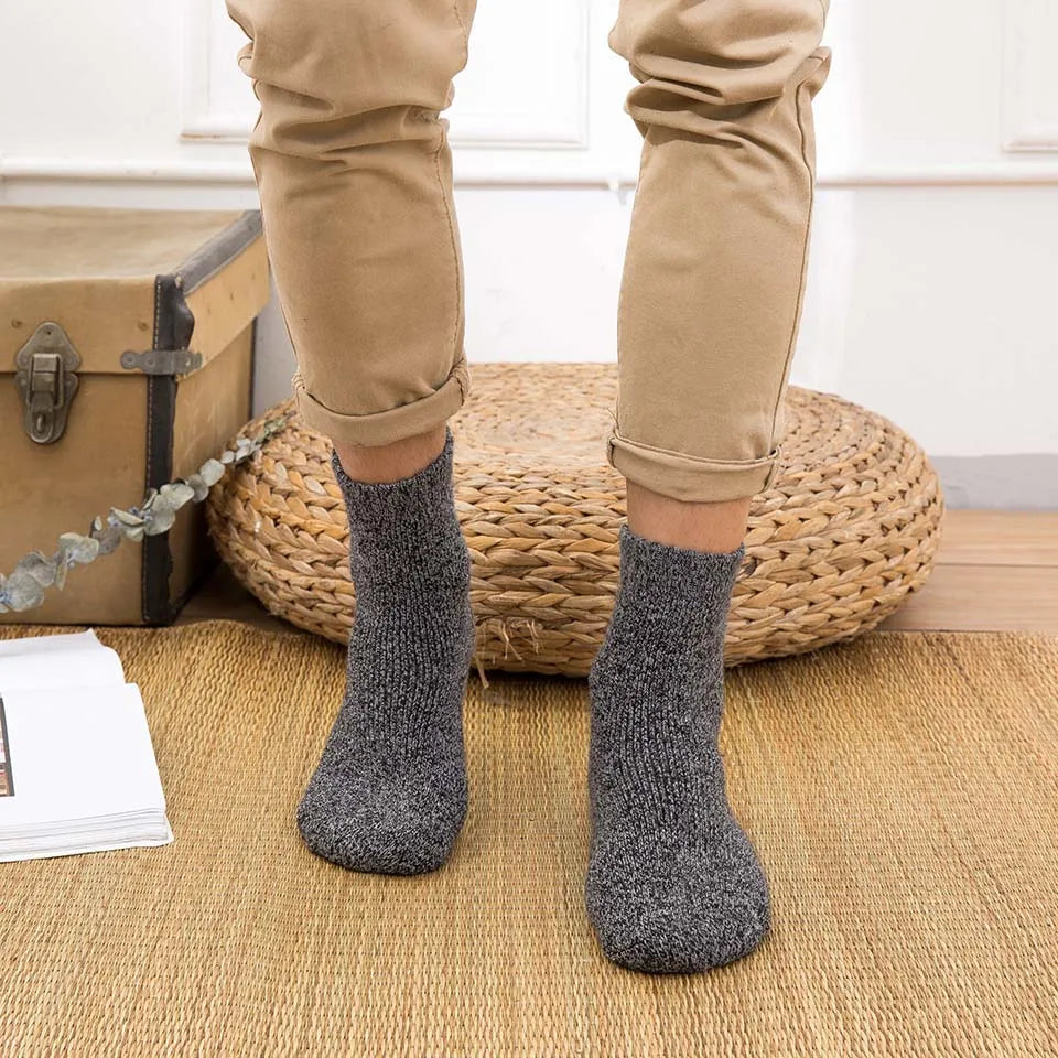 Winter Men's Merino Wool Socks Super Thick Warm High Quality Harajuku Retro Snow Casual Antifreeze Socks 5 Pair Quick Pick Grocers