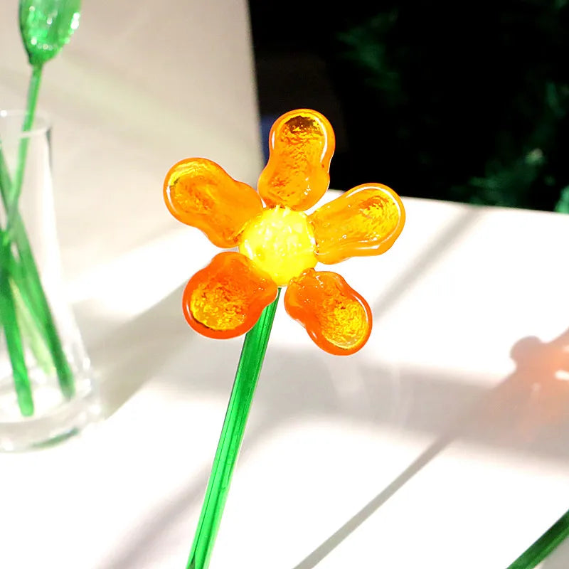 Handmade Colorful Murano Glass Flower Craft Figurine Wedding Valentine's Day Favors Gifts Table Miniature Vase Decor Ornaments Quick Pick Grocers