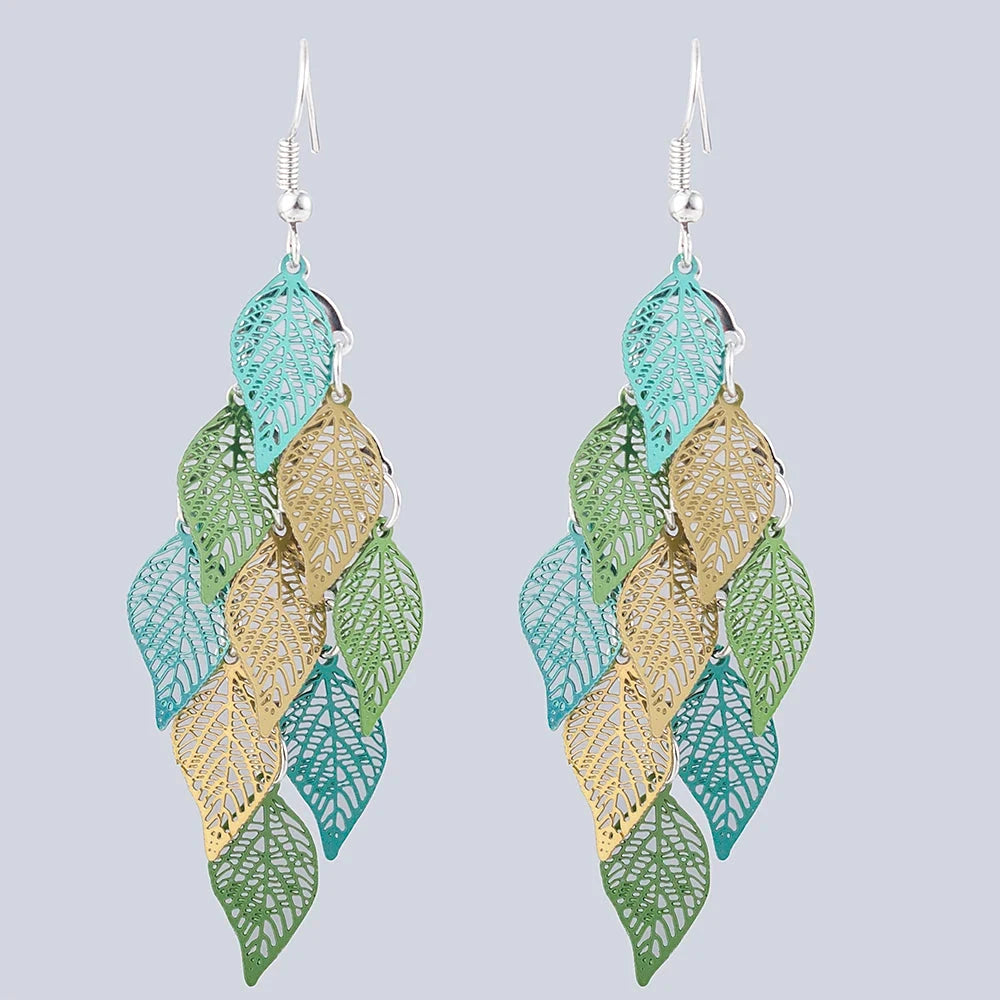 Ethnic Style Drop Earrings Small Nine Leaf Accessories Leaves Earring Bohemian Jewelry Dangle Earrings Exaggerated Women Gift Econic Blanks