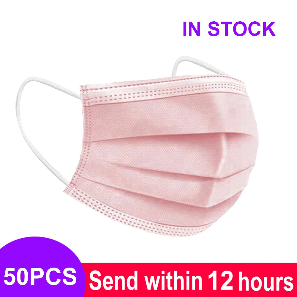 Mouth Masks 3-layer Anti-Dust Disposable Mascarillas  Non Woven Meltblown Cloth Masks Elastic Ear Loop Face Mask Purest Peak