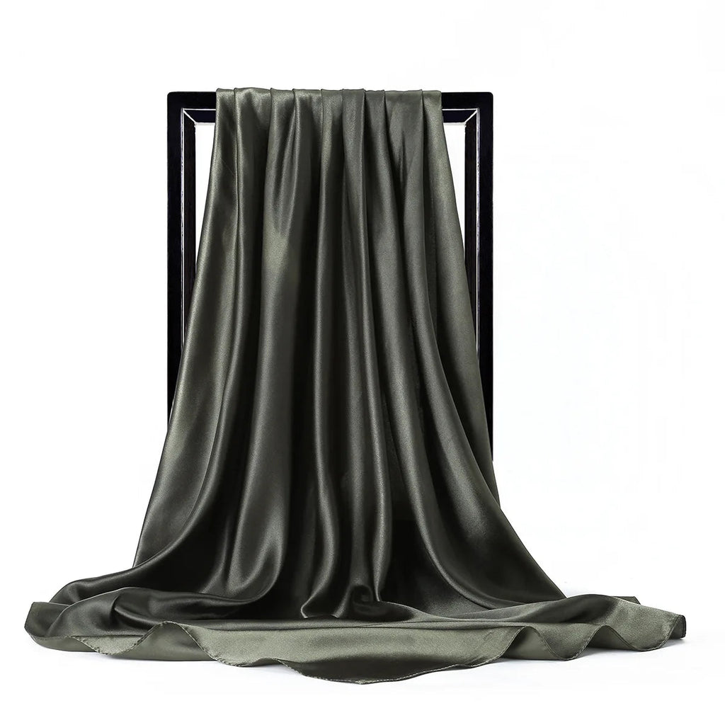 Luxury Brand Silk Scarf Women Satin Solid color Hijab Scarves Muslim Pareo Bandana Female Shawl Wrap Headband Foulard 90*90cm Quick Pick Grocers