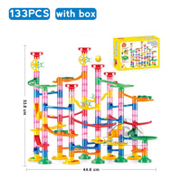 Marble Run Race Track Building Blocks Kids 3D Maze Ball Roll Toy DIY Marble Run Race Coaster Set 80/105/109/133pc Christmas Gift Purest Peak