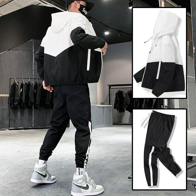 2026 Men Tracksuit Casual Joggers Hooded Sportswear Jackets And Pants 2 Piece Sets Hip Hop Running Sports Suit Quick Pick Grocers