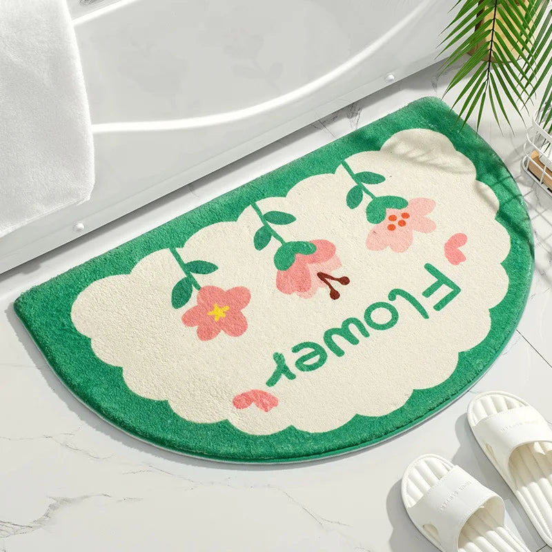 Soft Floor Mats Small Fresh Text Flowers Rugs Home Entrance Carpet Bedroom Toilet Bathroom Door Absorbent Non-Slip Foot Pad Quick Pick Grocers