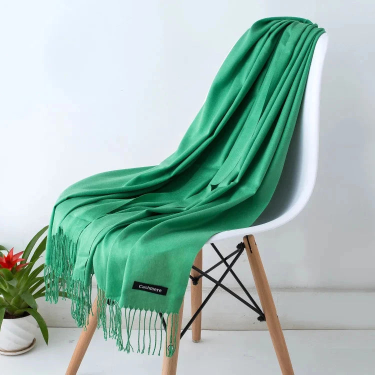 2022 fashion Tassels women scarf shawls and Wraps lady Designer solid female hijab stoles long pashmina foulard head scarves Econic Blanks