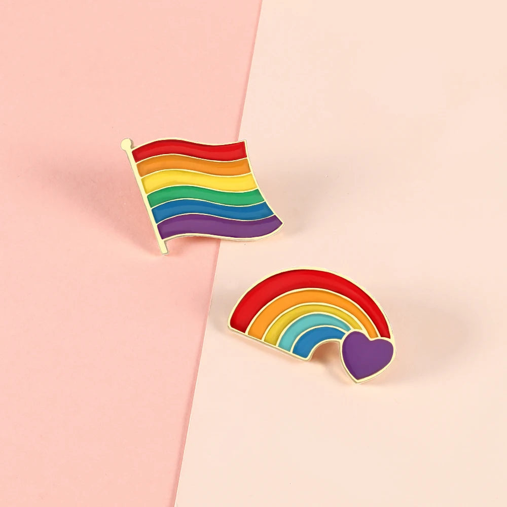LGBT Flag Rainbow Heart Brooch Peace and Love Enamel Pins Clothes Bag Lapel Pin Gay Lesbian Pride Icon Badge Unisex Jewelry Gift Quick Pick Grocers