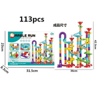 Marble Run Race Track Building Blocks Kids 3D Maze Ball Roll Toy DIY Marble Run Race Coaster Set 80/105/109/133pc Christmas Gift Purest Peak