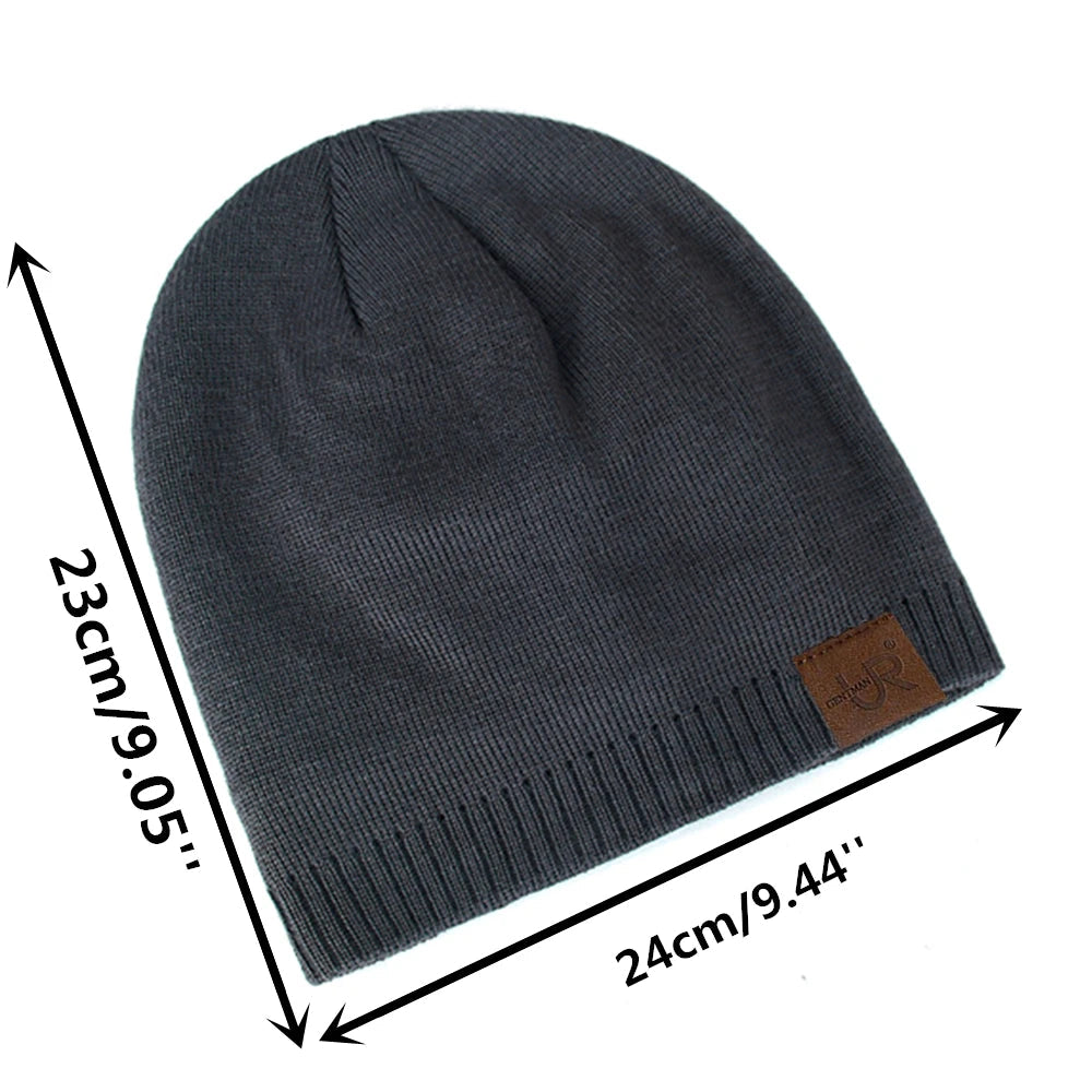 Unisex URGENTMAN Labal Winter Hats Solid Color Knitted Hats For Men And Women Beanie Cap Outdoor Add Fur Lining Warm Sports Hats Purest Peak
