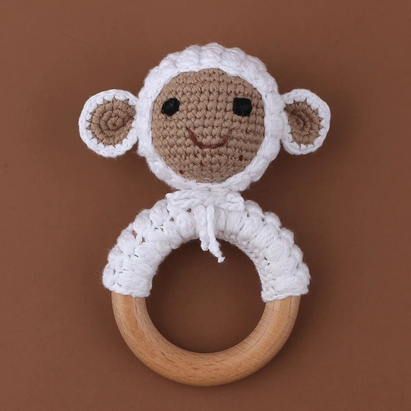 BPA Free Baby Wooden Teether Crochet Cartoon Baby Rattle Toys Wooden Ring Rodent Toys Mobile Gym Kids Newborn Educational Toys Purest Peak