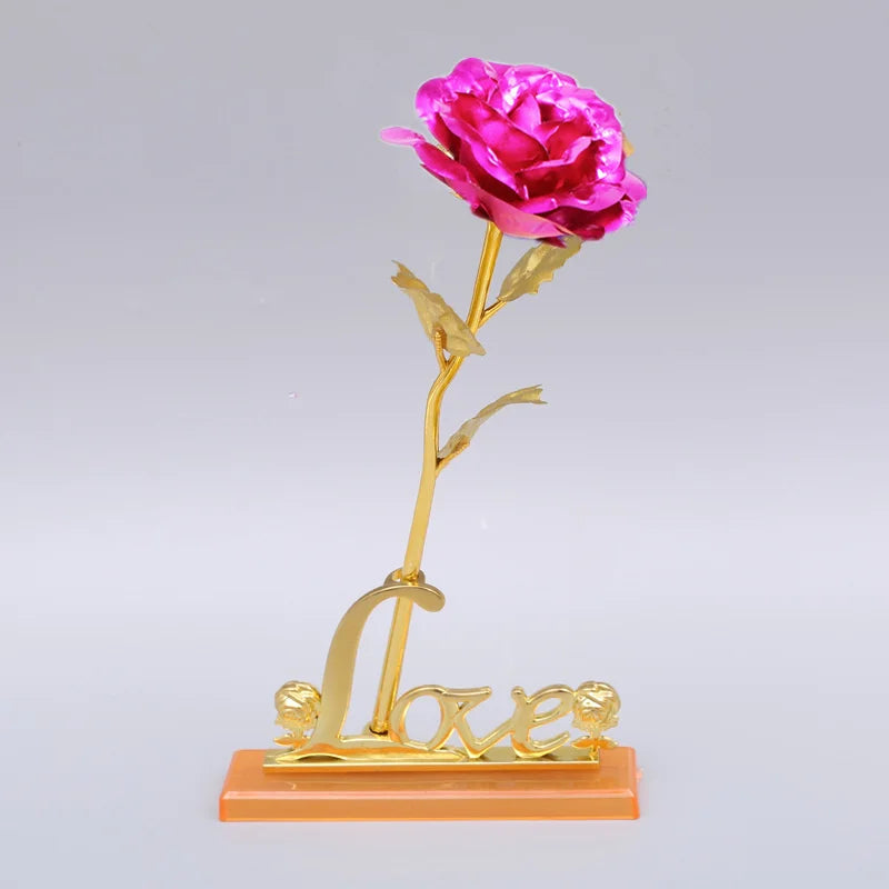 YO CHO 24K Plated Gold Rose Artificial Flower 24K Foil Rose Galaxy Box Birthday Valentine Mother's Day Christmas Creative Gift Quick Pick Grocers