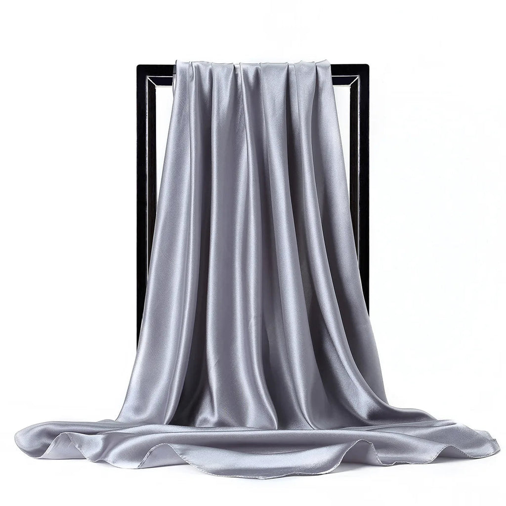 Luxury Brand Silk Scarf Women Satin Solid color Hijab Scarves Muslim Pareo Bandana Female Shawl Wrap Headband Foulard 90*90cm Quick Pick Grocers