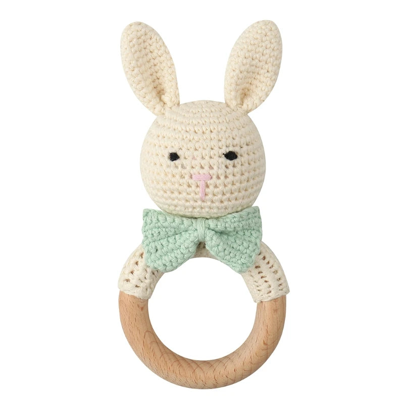 BPA Free Baby Wooden Teether Crochet Cartoon Baby Rattle Toys Wooden Ring Rodent Toys Mobile Gym Kids Newborn Educational Toys Purest Peak
