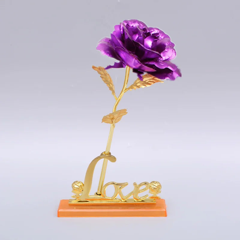 YO CHO 24K Plated Gold Rose Artificial Flower 24K Foil Rose Galaxy Box Birthday Valentine Mother's Day Christmas Creative Gift Quick Pick Grocers