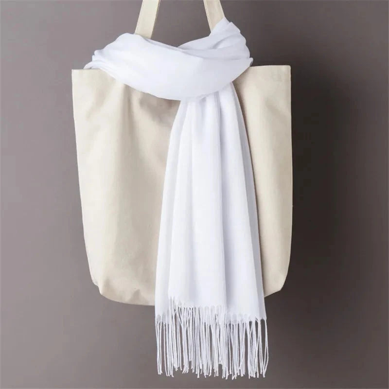 2022 fashion Tassels women scarf shawls and Wraps lady Designer solid female hijab stoles long pashmina foulard head scarves Econic Blanks