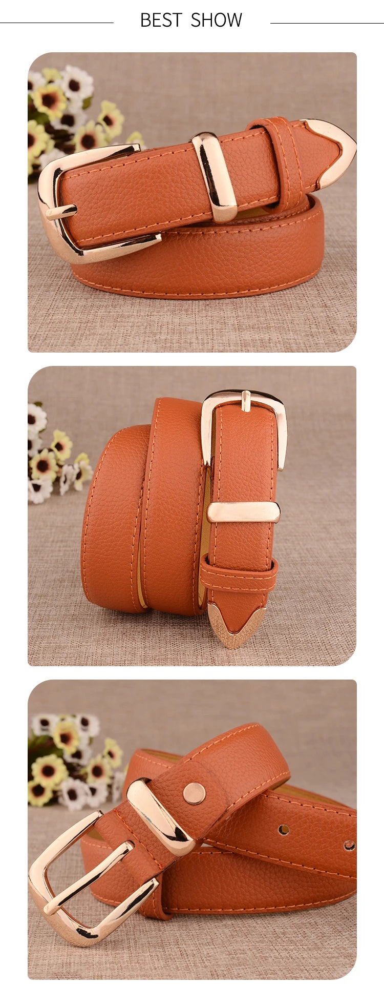 Fashion Women Genuine Leather Belts High Quality Gold Buckle Best Matching Dress Jeans Belts for Lady LB2146 Quick Pick Grocers