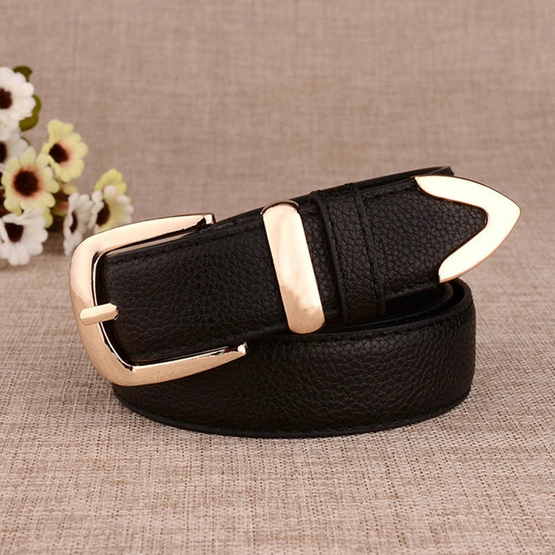 Fashion Women Genuine Leather Belts High Quality Gold Buckle Best Matching Dress Jeans Belts for Lady LB2146 Quick Pick Grocers