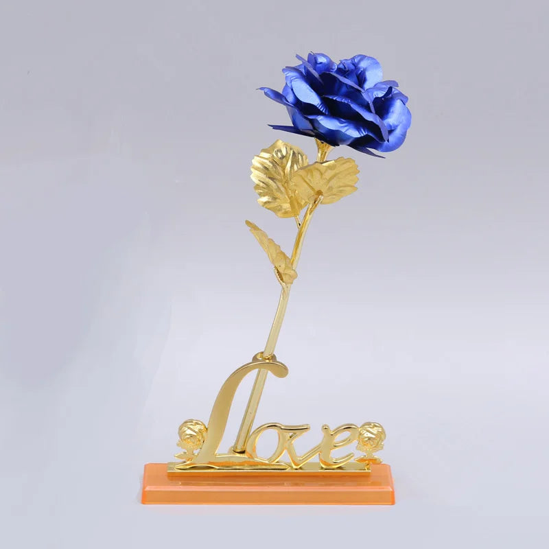 YO CHO 24K Plated Gold Rose Artificial Flower 24K Foil Rose Galaxy Box Birthday Valentine Mother's Day Christmas Creative Gift Quick Pick Grocers