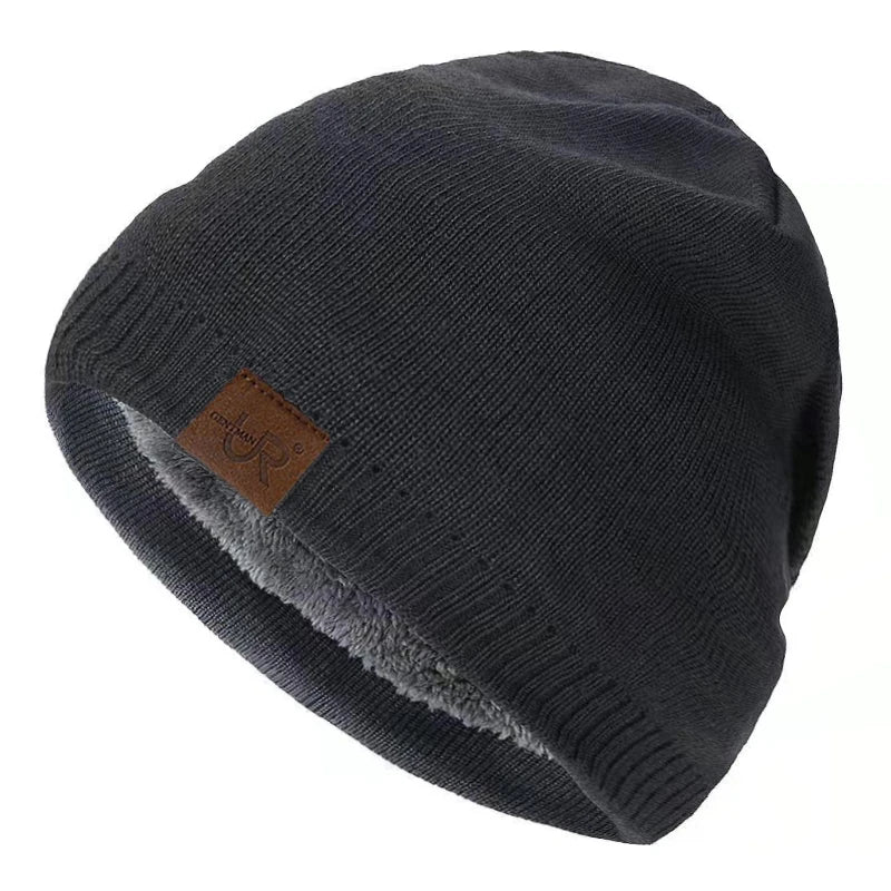 Unisex URGENTMAN Labal Winter Hats Solid Color Knitted Hats For Men And Women Beanie Cap Outdoor Add Fur Lining Warm Sports Hats Purest Peak