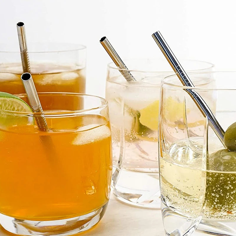 4pcs 130/160*6mm Kids Metal Straws 304 Stainless Steel Straws Short Cocktail Glasses Straws Reusable Drinking Straws for Kids Quick Pick Grocers