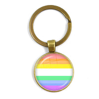 LGBT Glass Cabochon Keychain Gay Lesbian Pride Rainbow Car Key Holder Keyring Charm Jewelry for Homosexuality Gift Quick Pick Grocers